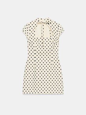Zara Polka Dot Tie Mini Dress XXL Square Neck